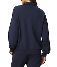 Splendid Scuba Soft Stretch Knit Zip Up Long Sleeve Pullover