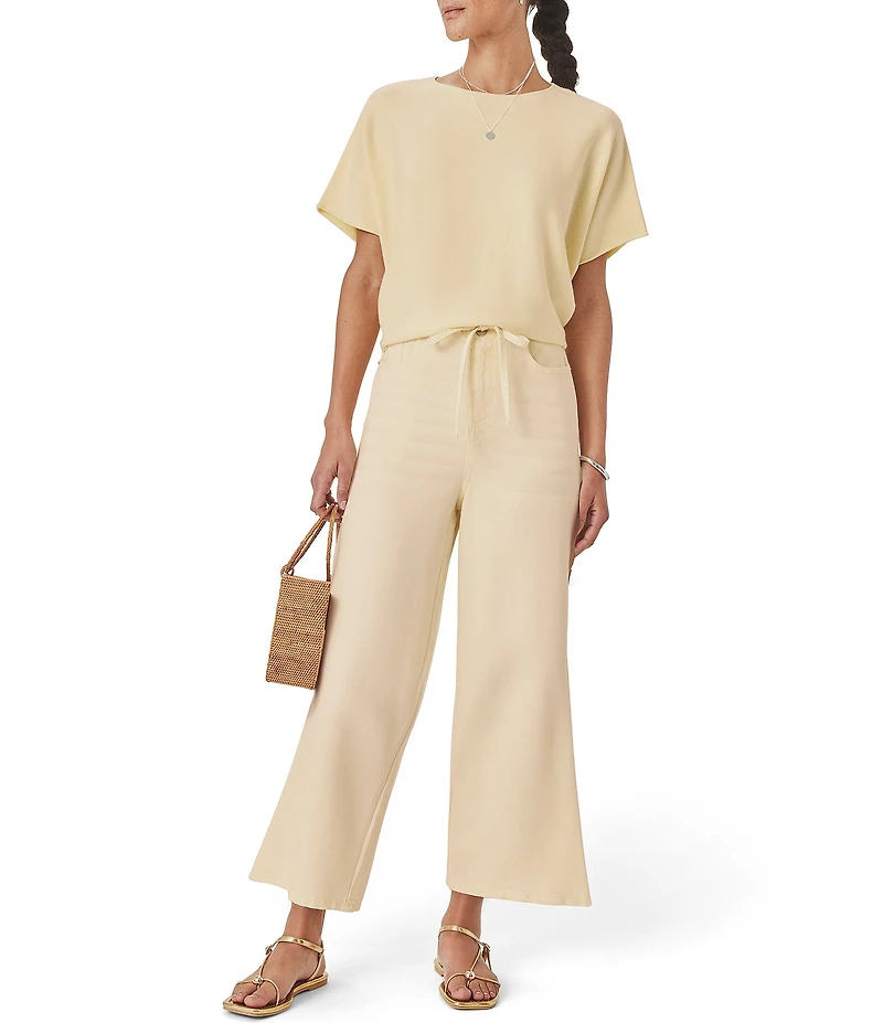 Splendid Soft Denim Cropped Drawstring Straight Leg Pants