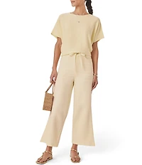 Splendid Soft Denim Cropped Drawstring Straight Leg Pants