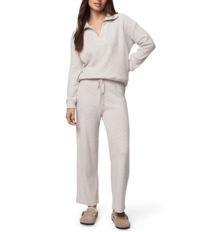 Splendid Soft Knit Mid Rise Coordinating Straight Leg Lounge Ankle Pants