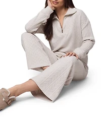 Splendid Soft Knit Mid Rise Coordinating Straight Leg Lounge Ankle Pants