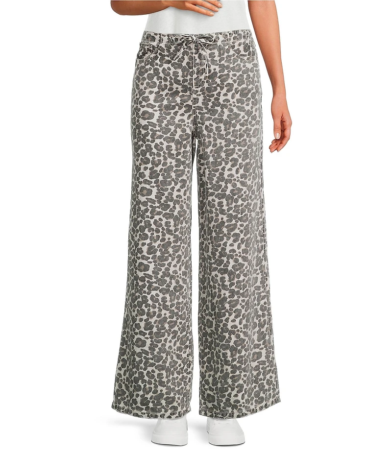 Splendid Soft Woven Leopard Print Mid Rise Drawstring Pants