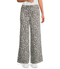 Splendid Soft Woven Leopard Print Mid Rise Drawstring Pants