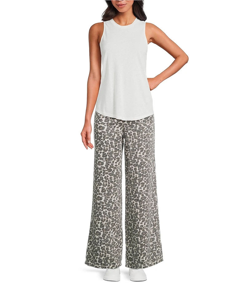 Splendid Soft Woven Leopard Print Mid Rise Drawstring Pants
