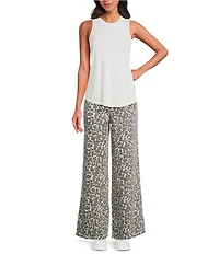Splendid Soft Woven Leopard Print Mid Rise Drawstring Pants