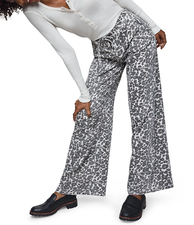 Splendid Soft Woven Leopard Print Mid Rise Drawstring Pants