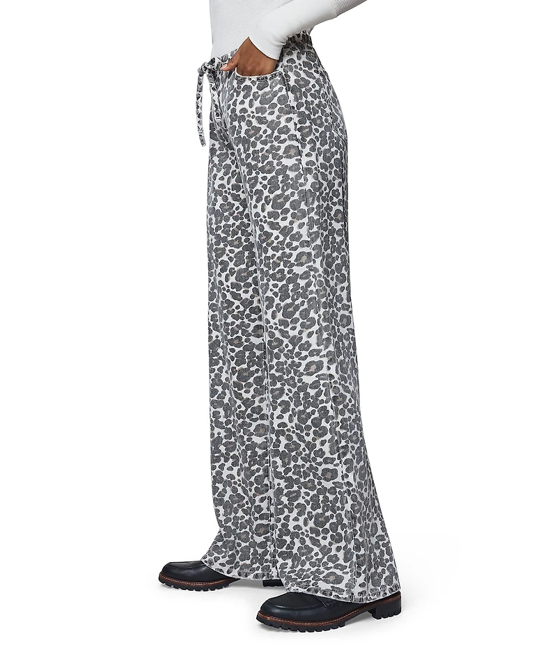 Splendid Soft Woven Leopard Print Mid Rise Drawstring Pants