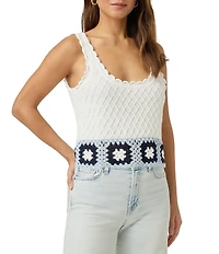 Splendid Sonia Crochet Knit Scoop Neck Sleeveless Tank