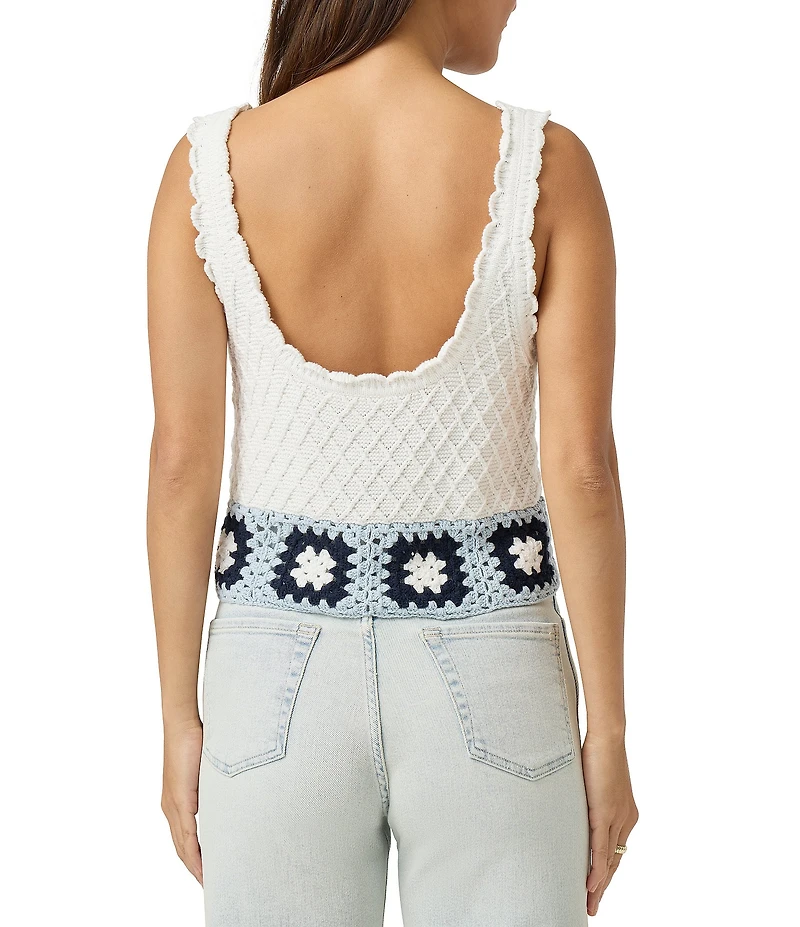 Splendid Sonia Crochet Knit Scoop Neck Sleeveless Tank