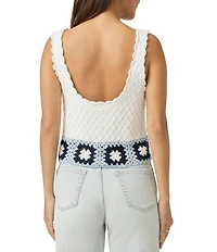 Splendid Sonia Crochet Knit Scoop Neck Sleeveless Tank