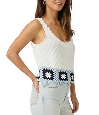 Splendid Sonia Crochet Knit Scoop Neck Sleeveless Tank