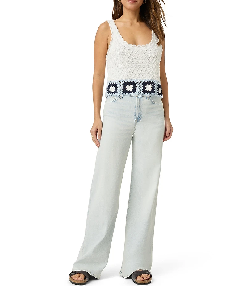 Splendid Sonia Crochet Knit Scoop Neck Sleeveless Tank