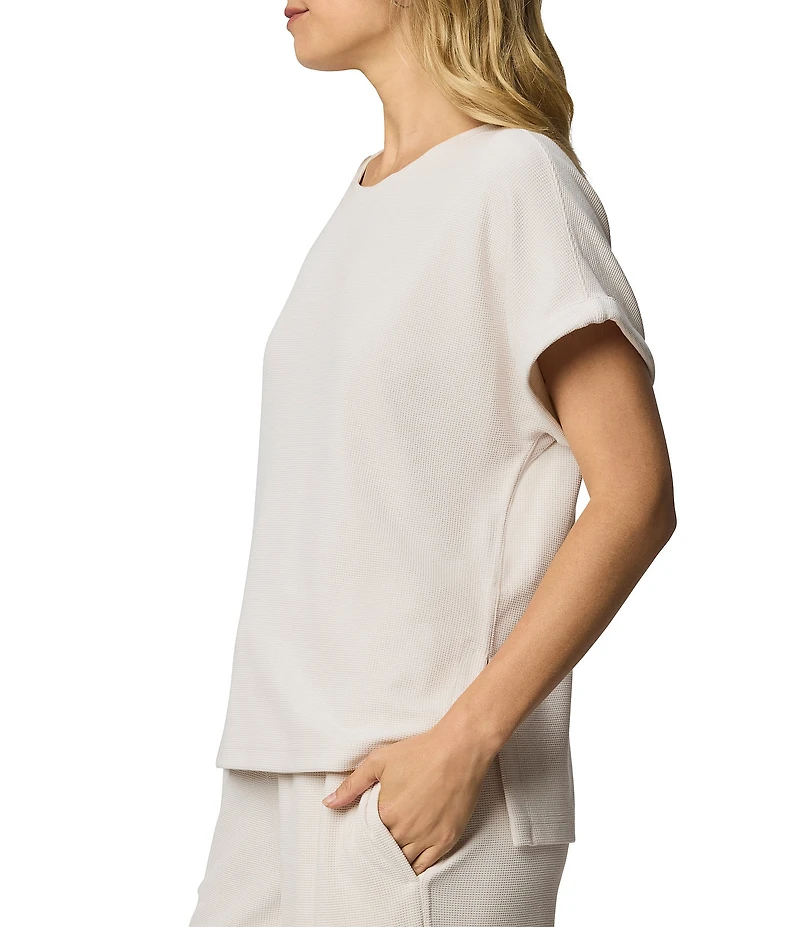 Splendid Stretch Coordinating Waffle Knit Round Neck Short Sleeve Shirt