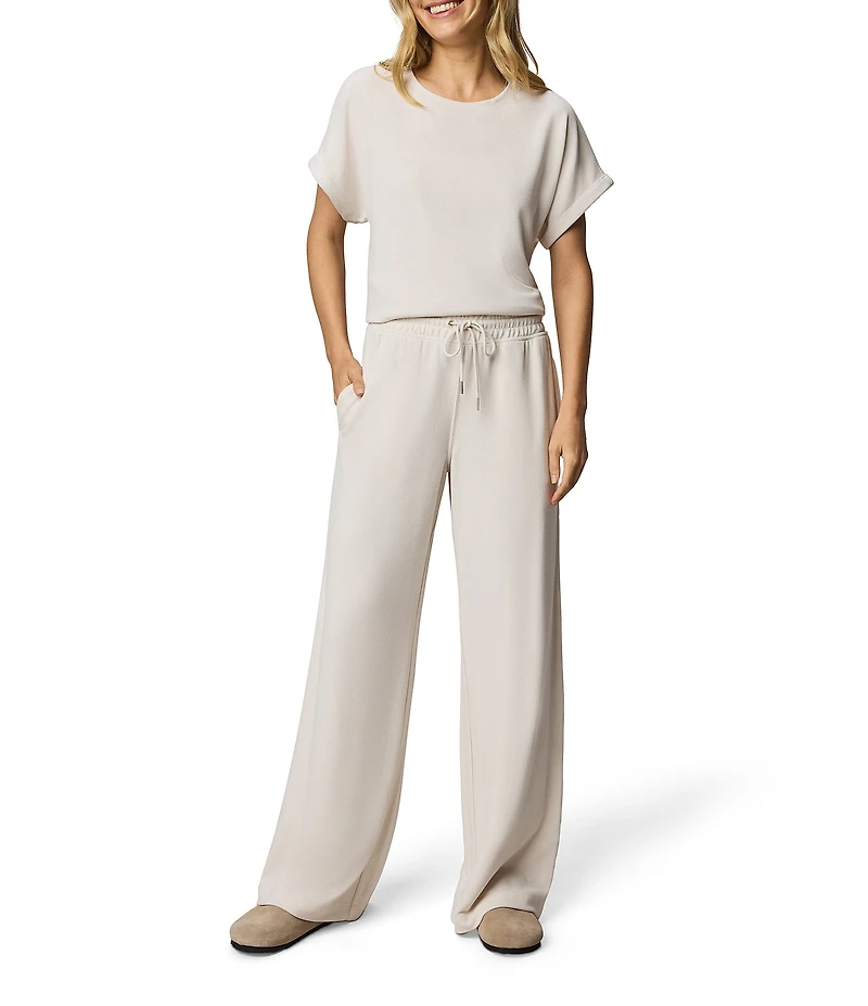 Splendid Stretch Coordinating Waffle Knit Round Neck Short Sleeve Shirt