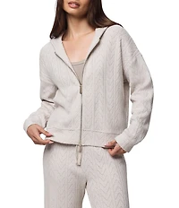 Splendid Sweatersoft Coordinating Zip Up Knit V-Neck Long Sleeve Hoodie