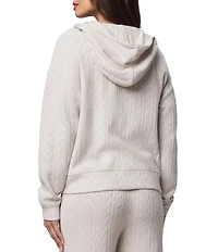Splendid Sweatersoft Coordinating Zip Up Knit V-Neck Long Sleeve Hoodie