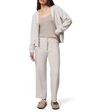 Splendid Sweatersoft Coordinating Zip Up Knit V-Neck Long Sleeve Hoodie
