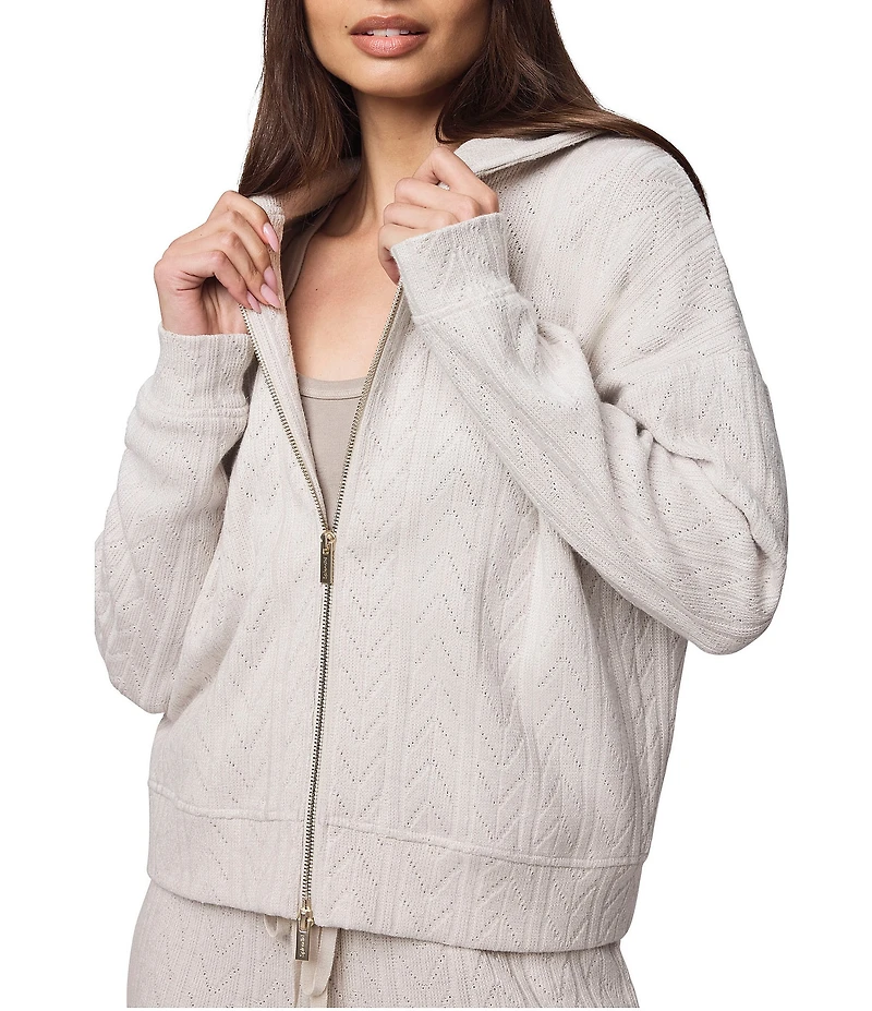 Splendid Sweatersoft Coordinating Zip Up Knit V-Neck Long Sleeve Hoodie