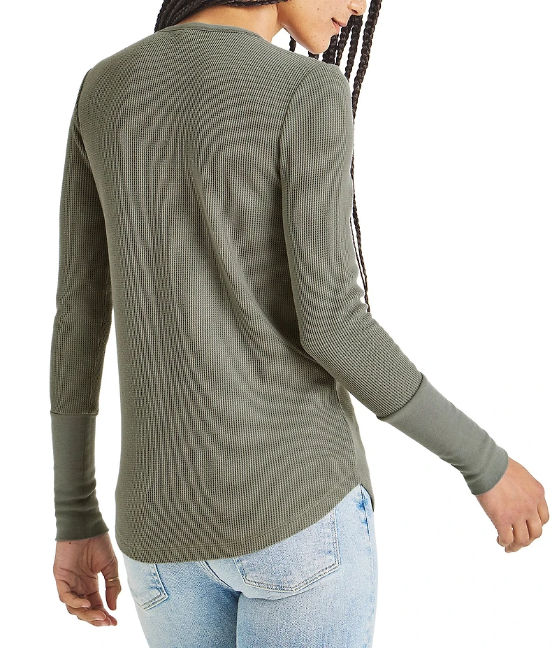 Splendid Thermal Forever Shirttail Hem Henley Long Sleeve Shirt