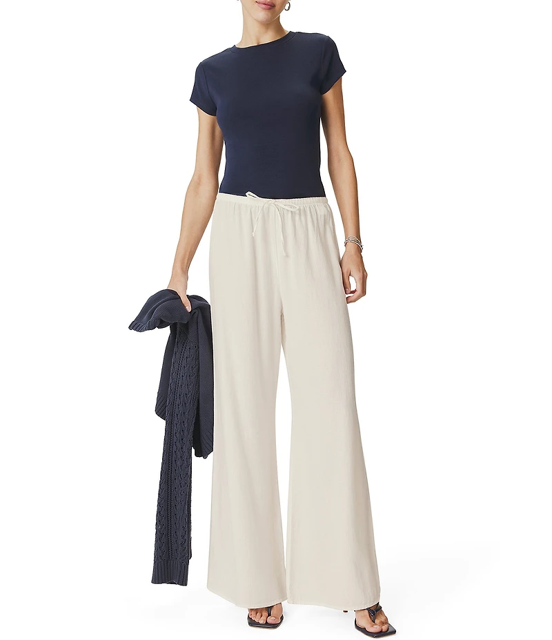 Splendid Valerie Linen Blend Mid Rise Drawstring Lounge Pants