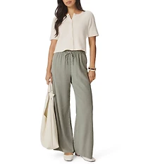 Splendid Valerie Linen Blend Mid Rise Drawstring Lounge Pants