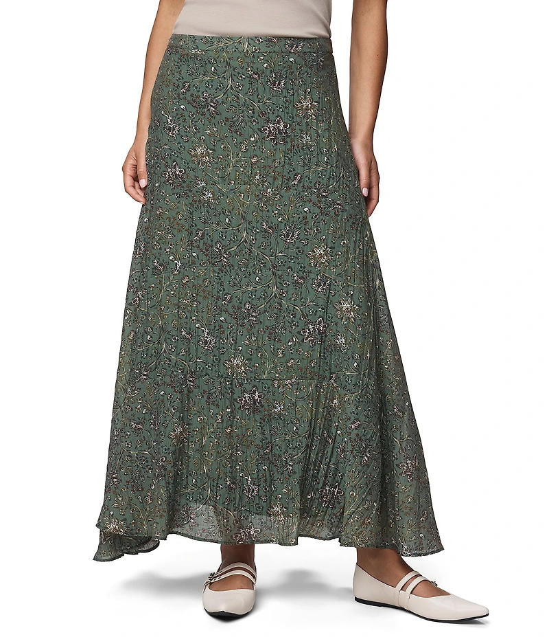 Splendid Versailles Woven Floral Print Mid Rise A-Line Corordinating Maxi Skirt