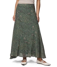 Splendid Versailles Woven Floral Print Mid Rise A-Line Corordinating Maxi Skirt