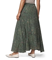 Splendid Versailles Woven Floral Print Mid Rise A-Line Corordinating Maxi Skirt