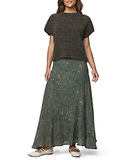 Splendid Versailles Woven Floral Print Mid Rise A-Line Corordinating Maxi Skirt