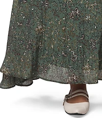 Splendid Versailles Woven Floral Print Mid Rise A-Line Corordinating Maxi Skirt