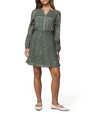Splendid Versailles Woven Floral Print V-Neck Long Sleeve A-Line Dress