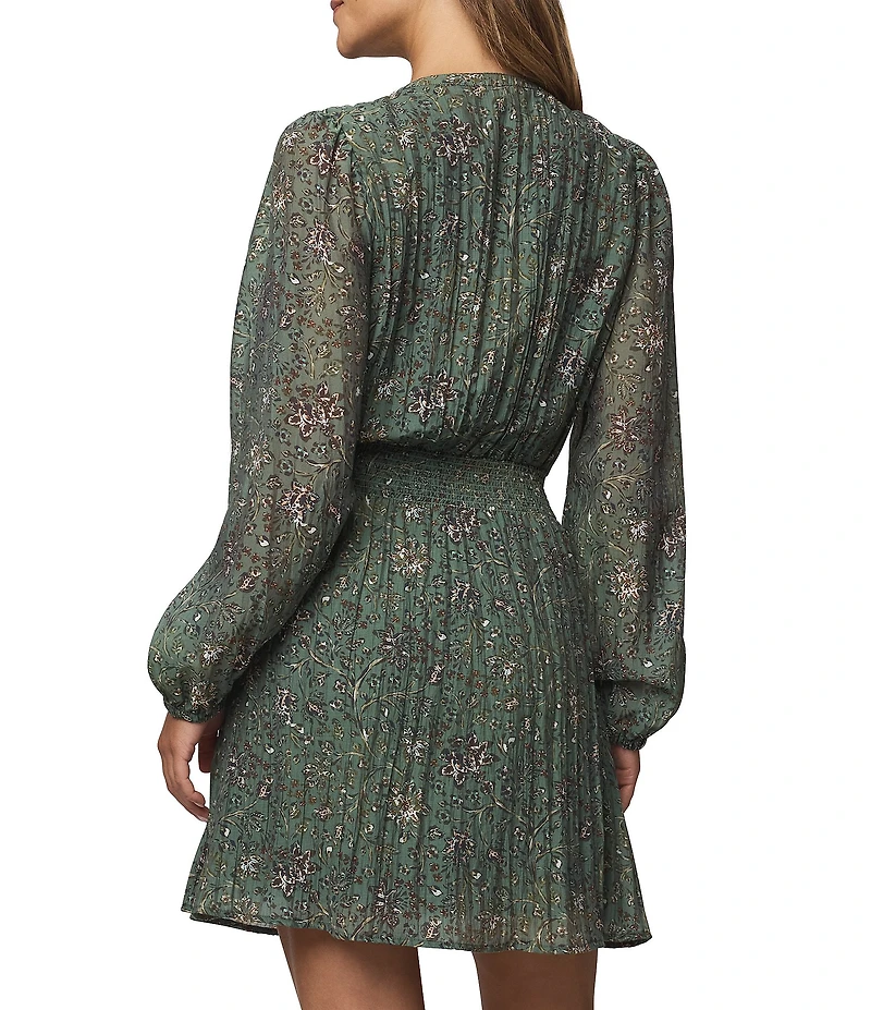 Splendid Versailles Woven Floral Print V-Neck Long Sleeve A-Line Dress