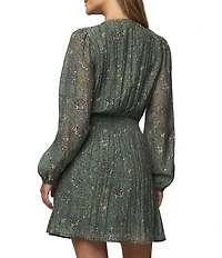 Splendid Versailles Woven Floral Print V-Neck Long Sleeve A-Line Dress
