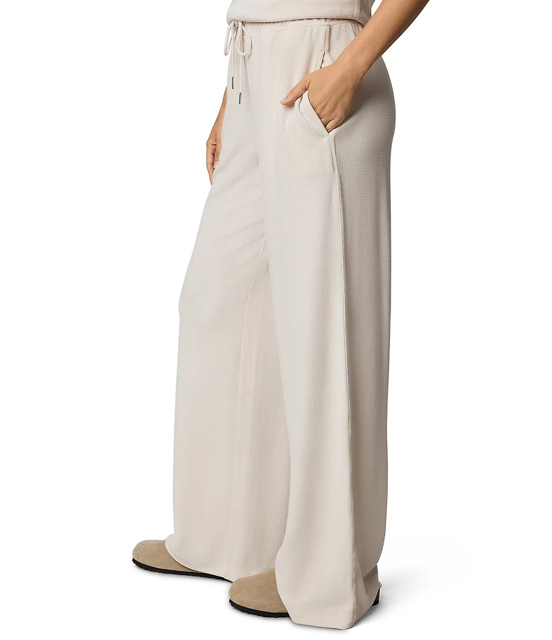 Splendid Waffle Knit Coordinating Wide Leg Elastic Waist Drawstring Pants