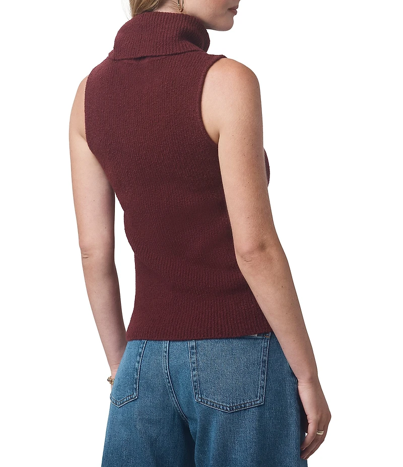 Splendid X Cella Jane Blog Boucle Knit Turtleneck Sleeveless Tank Top