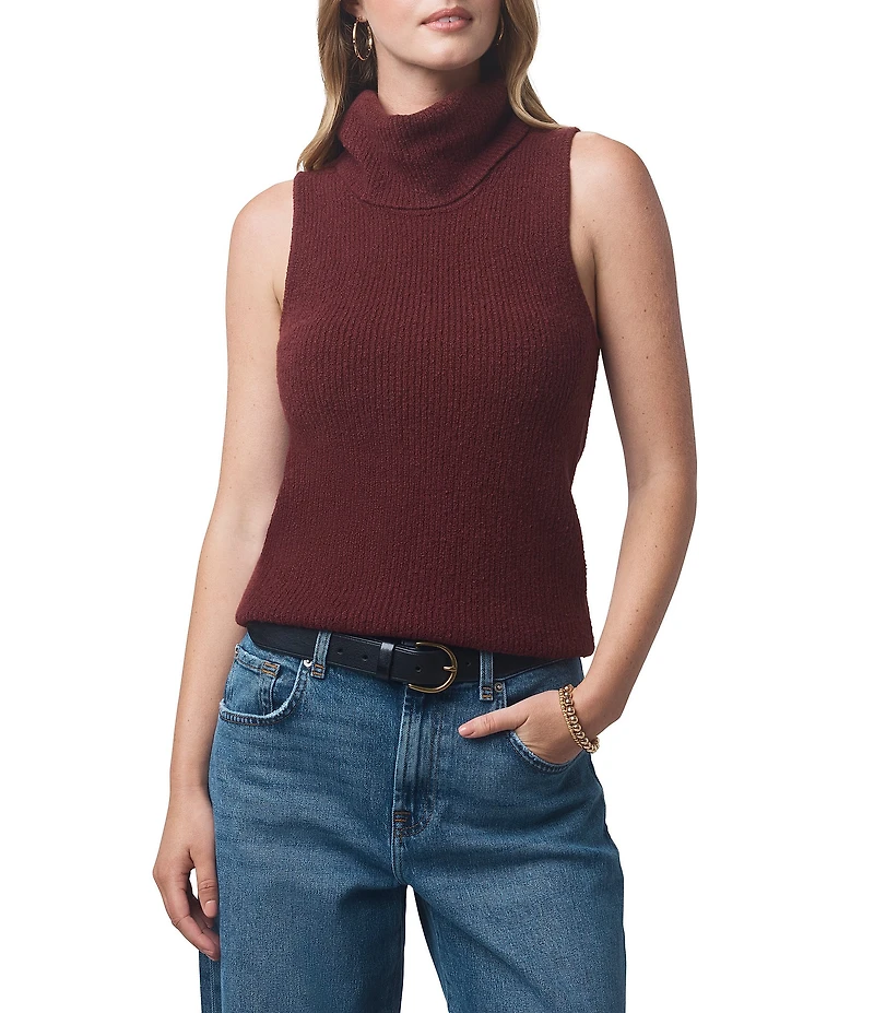 Splendid X Cella Jane Blog Boucle Knit Turtleneck Sleeveless Tank Top