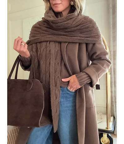 Splendid x Cella Jane Blog Boucle Wool Blend Cable Knit Scarf