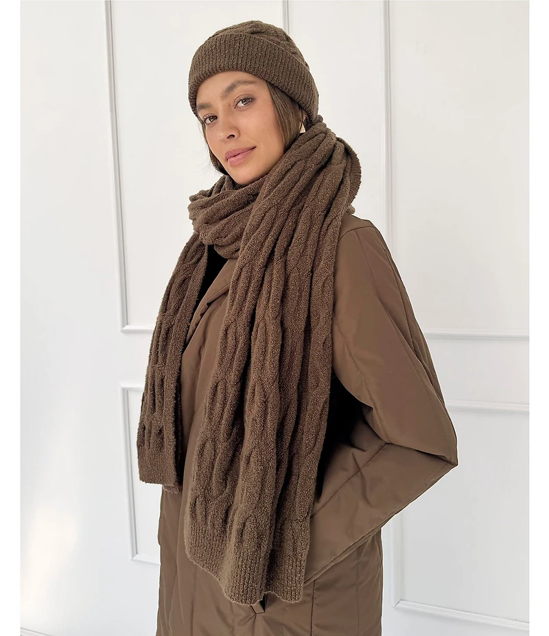 Splendid x Cella Jane Blog Boucle Wool Blend Cable Knit Scarf