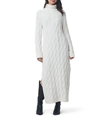 Splendid x Cella Jane Blog Cable Knit Wool Blend Turtle Neck Long Sleeve A-Line Maxi Dress