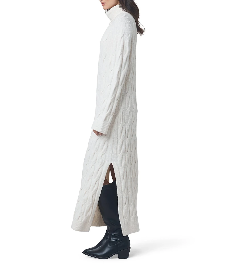 Splendid x Cella Jane Blog Cable Knit Wool Blend Turtle Neck Long Sleeve A-Line Maxi Dress