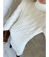Splendid x Cella Jane Blog Cable Knit Wool Blend Turtle Neck Long Sleeve A-Line Maxi Dress
