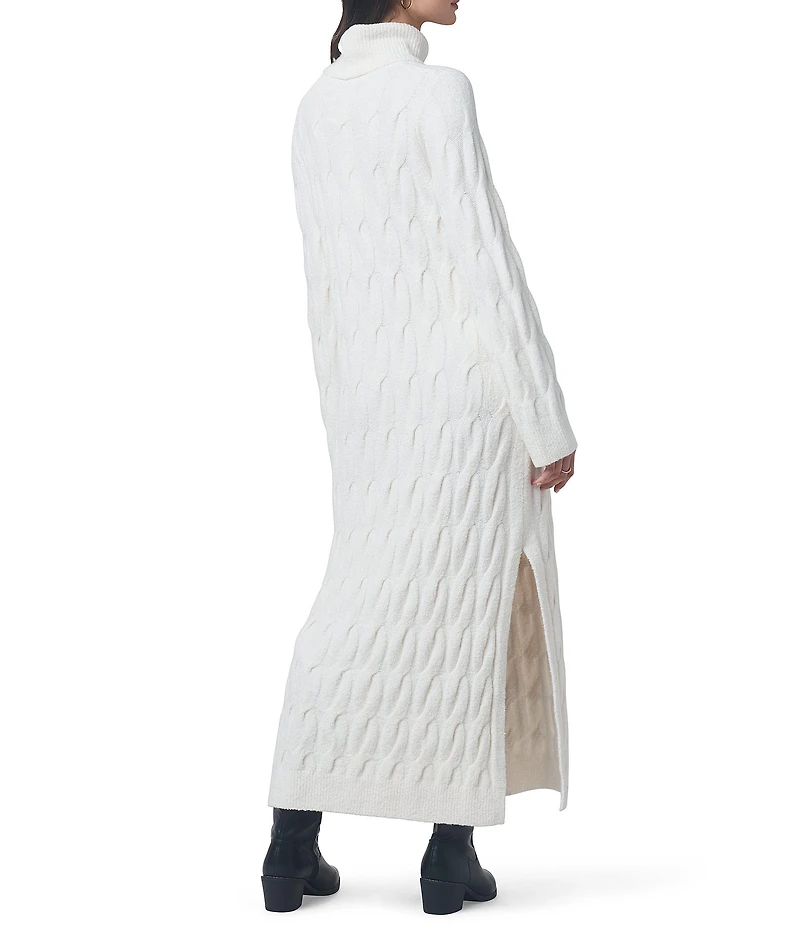 Splendid x Cella Jane Blog Cable Knit Wool Blend Turtle Neck Long Sleeve A-Line Maxi Dress