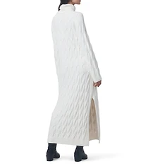 Splendid x Cella Jane Blog Cable Knit Wool Blend Turtle Neck Long Sleeve A-Line Maxi Dress