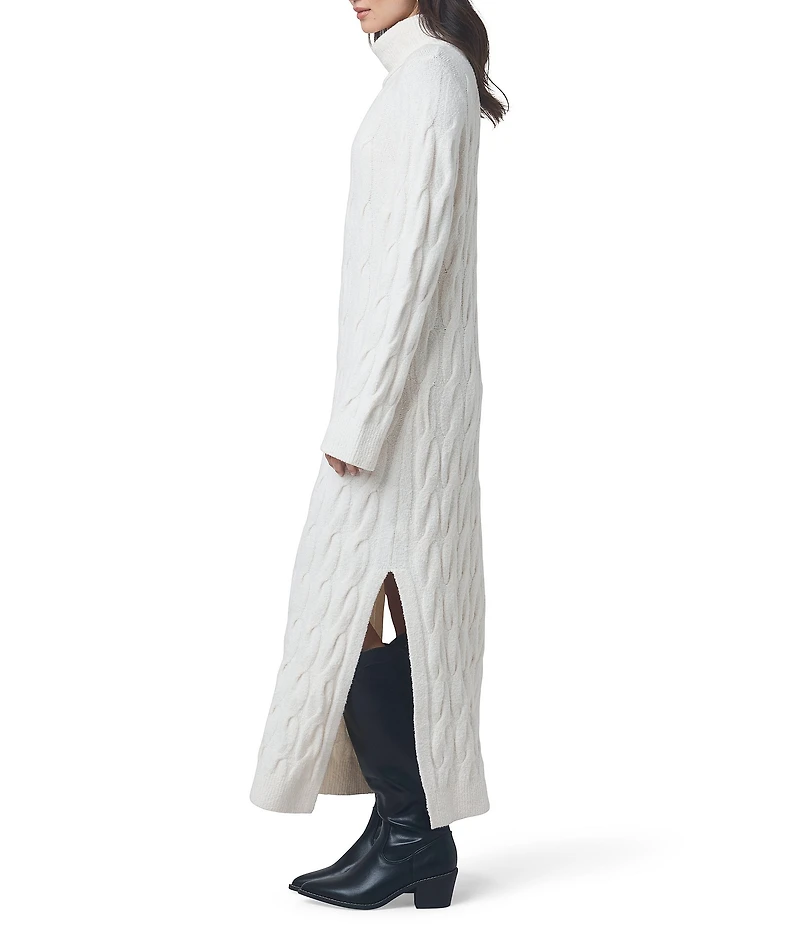 Splendid x Cella Jane Blog Cable Knit Wool Blend Turtle Neck Long Sleeve A-Line Maxi Dress