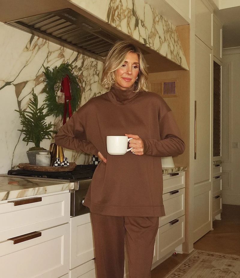 Splendid x Cella Jane Blog Knit Mock Neck Long Sleeve Shirt