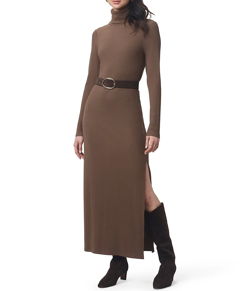 Splendid X Cella Jane Blog Ribbed Knit Turtle Neck Long Sleeve A-Line Maxi Dress