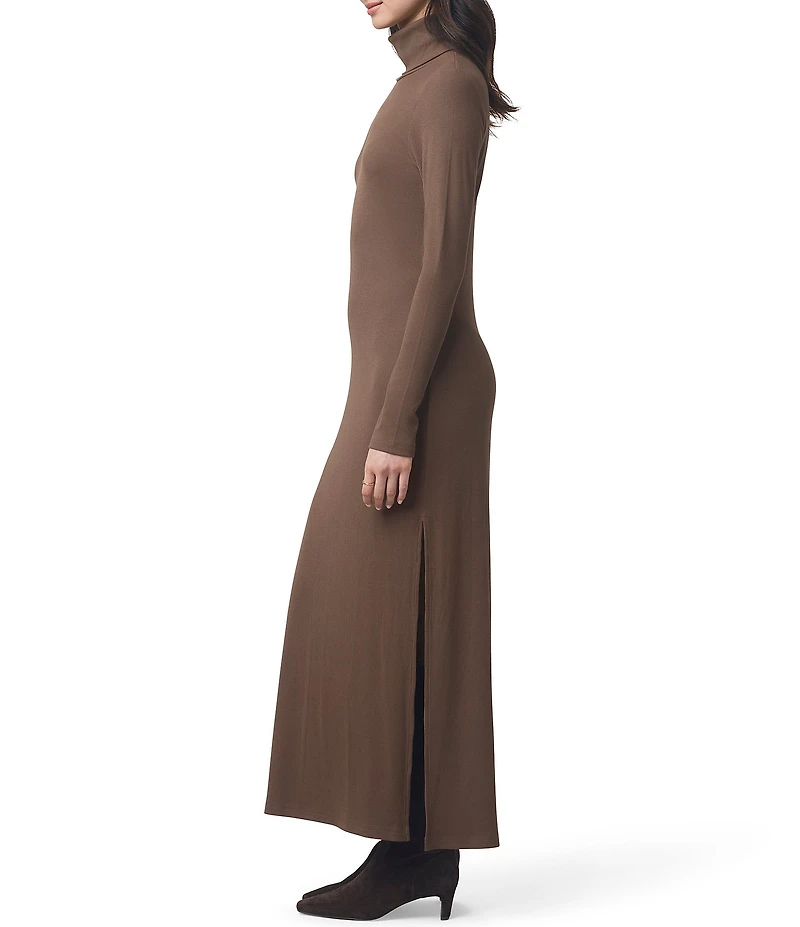 Splendid X Cella Jane Blog Ribbed Knit Turtle Neck Long Sleeve A-Line Maxi Dress