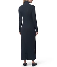 Splendid X Cella Jane Blog Ribbed Knit Turtle Neck Long Sleeve A-Line Maxi Dress
