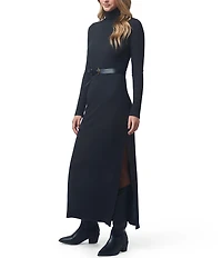 Splendid X Cella Jane Blog Ribbed Knit Turtle Neck Long Sleeve A-Line Maxi Dress
