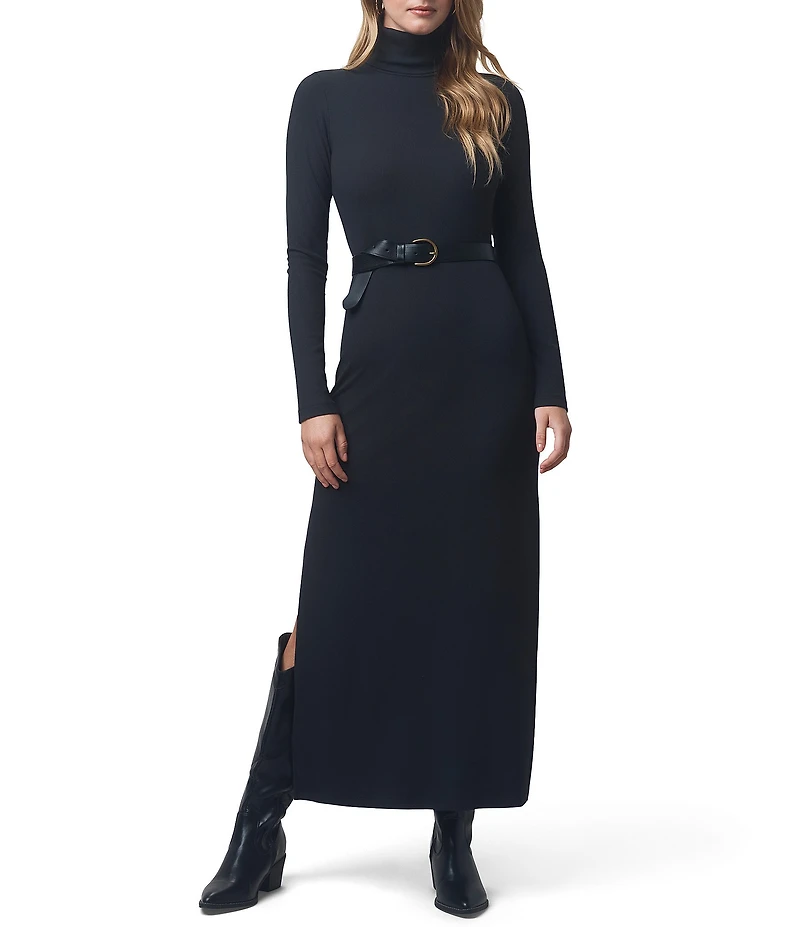 Splendid X Cella Jane Blog Ribbed Knit Turtle Neck Long Sleeve A-Line Maxi Dress